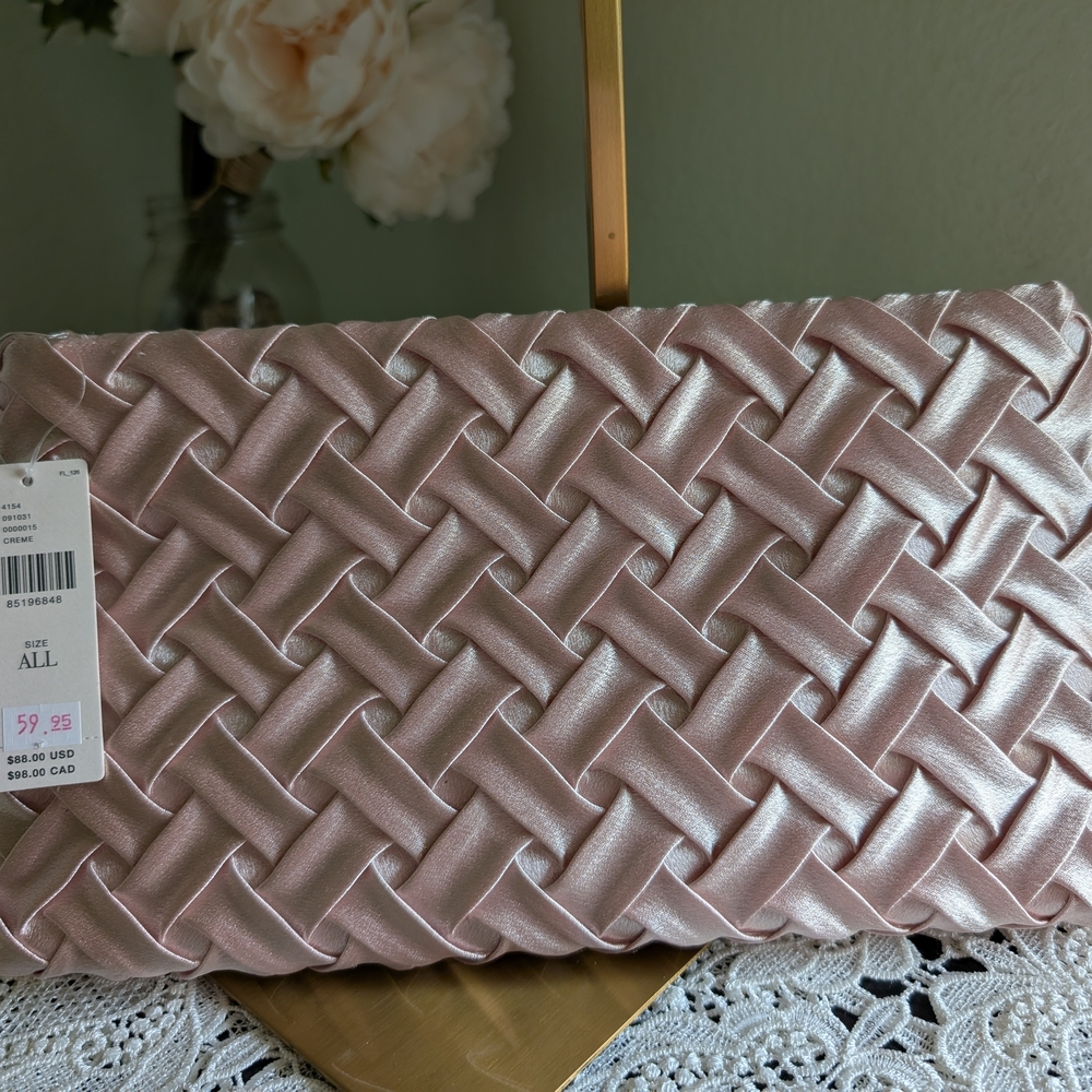 NWT Anthropologie Pink Woven Clutch